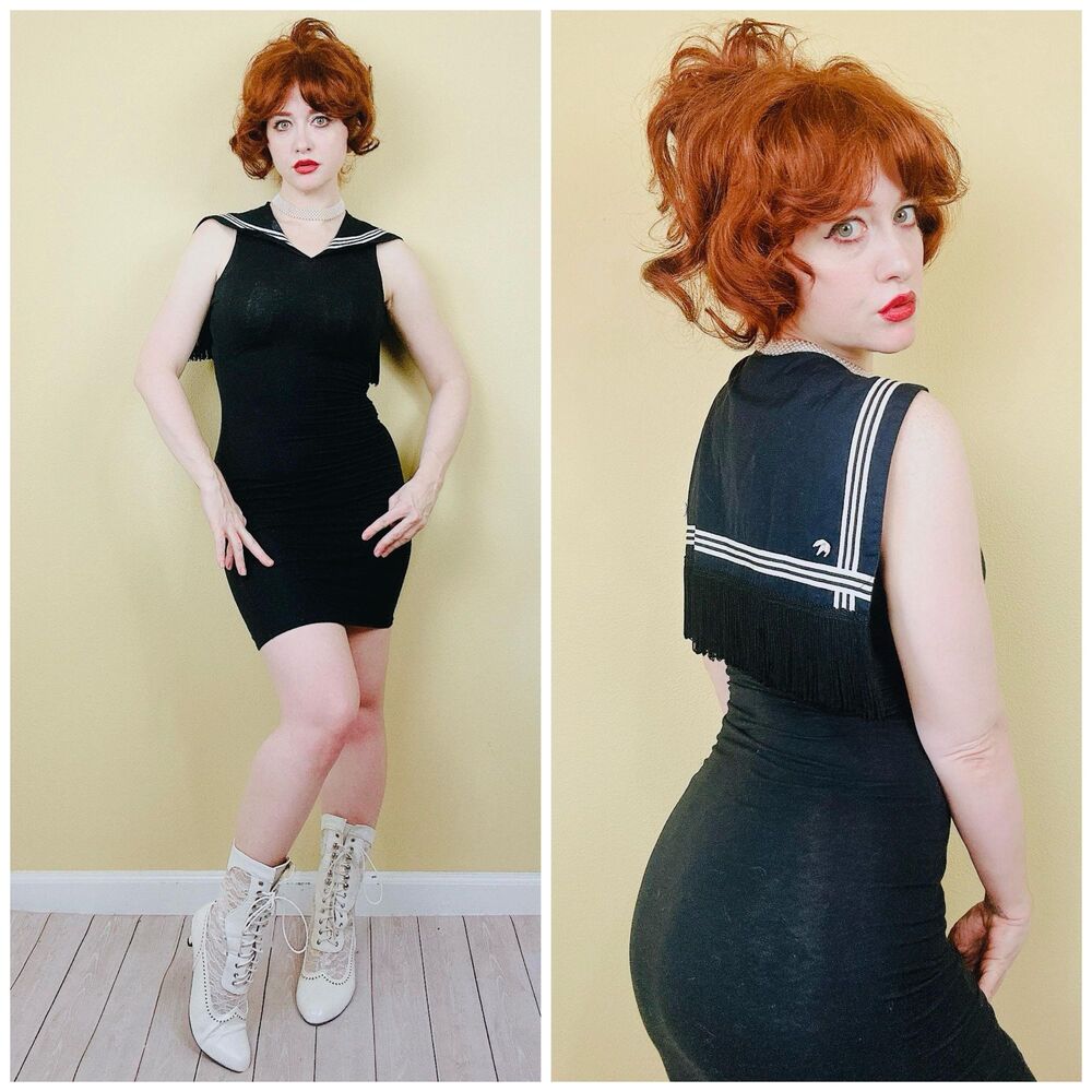 1980s Vintage Gaultier Junior Jean Paul Dress / 80s Sailor Fringe Mini Medium